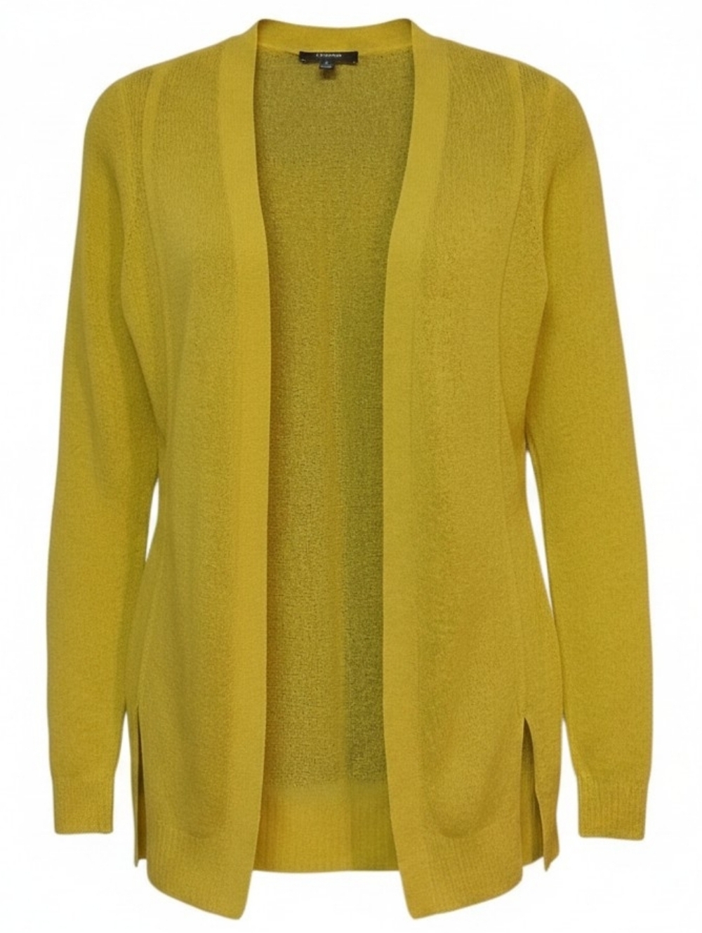 PREMISE - NWOT, Cardigan Sweater, Yellow Green, Open Front, Side Slits, Size Med